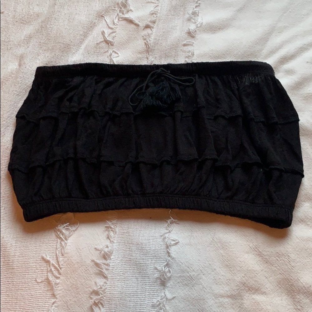 Black Ruffle Tube Top- Size M